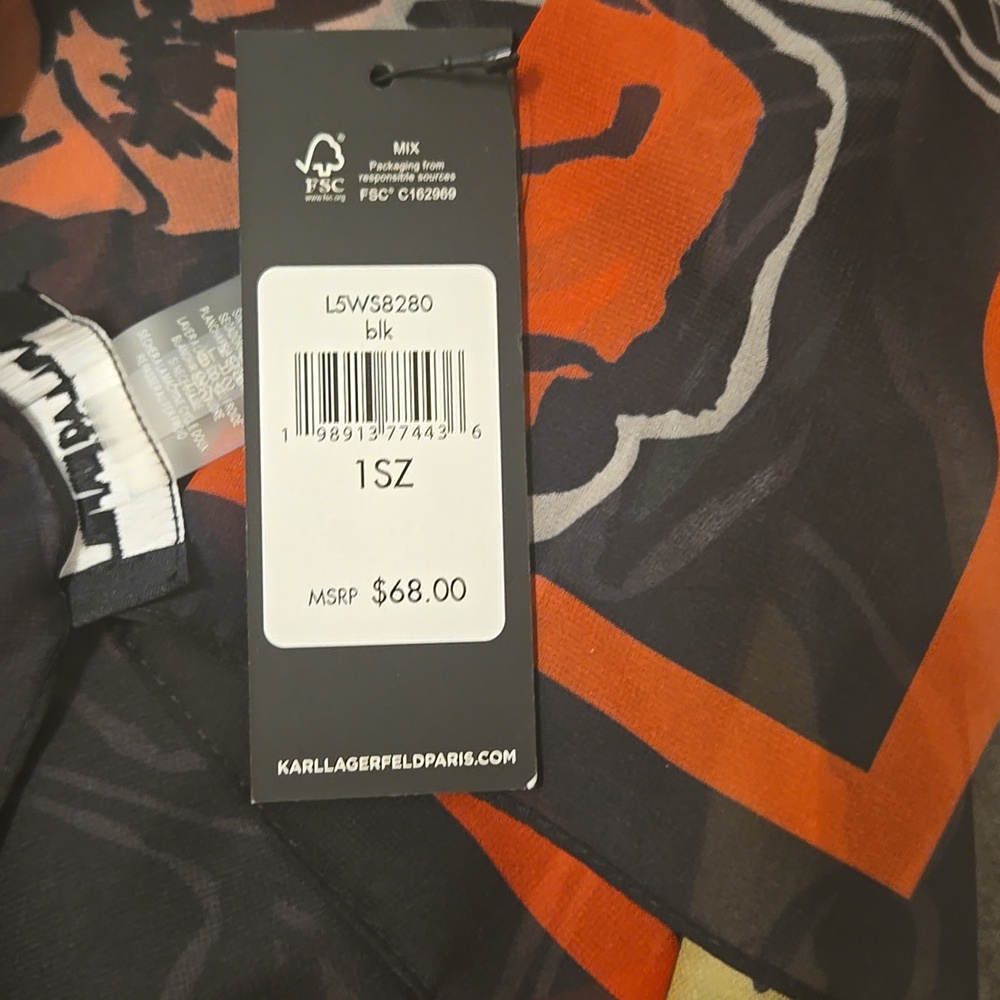 Karl Lagerfeld Black and White Scarf Nwt - Picture 5 of 5